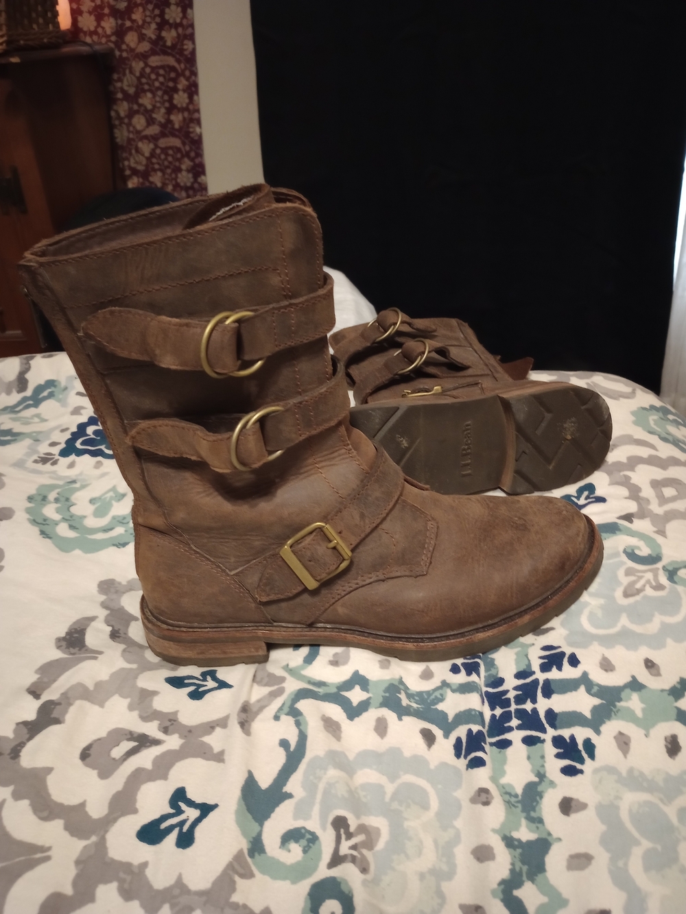 L.L. Bean Brown Triple-Buckle Mid-Calf Riding Boots